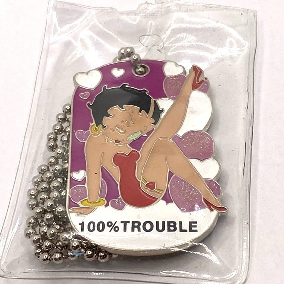 BETTY BOOP Universal Studios Necklace 100% Trouble - Picture 1 of 5
